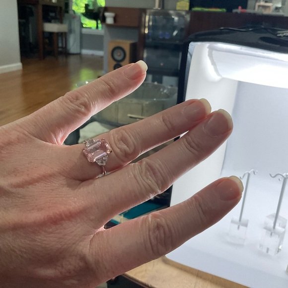 New with box Maxine sterling silver pink zirconia and white zirconia ring size 7 - Picture 8 of 9